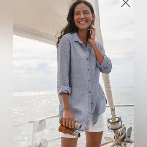 Garnet Hill Easy Linen Tunic Gray Size Large